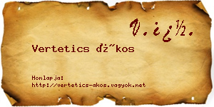 Vertetics Ákos névjegykártya